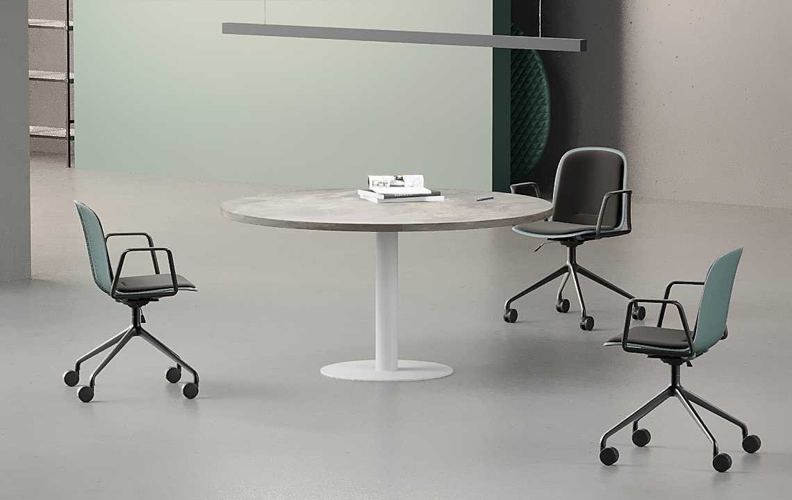 Nade Round Meeting Table - Elegant Design for Modern Offices Nade Round Meeting Table White Leg