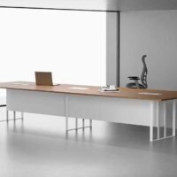 Sync Boardroom Table (White Leg) – Contemporary Office Furniture UAE Sync Boardroom Table with White Legs – Modern Conference Table for Office in UAE