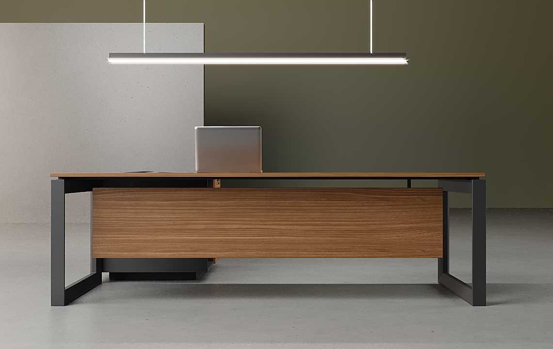 Nade L Shaped Executive Desk (Closed type) (Black Leg)