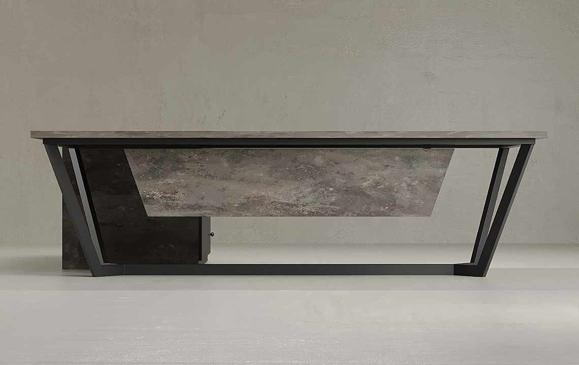 Snow L Shaped Executive Desk (Black Leg)