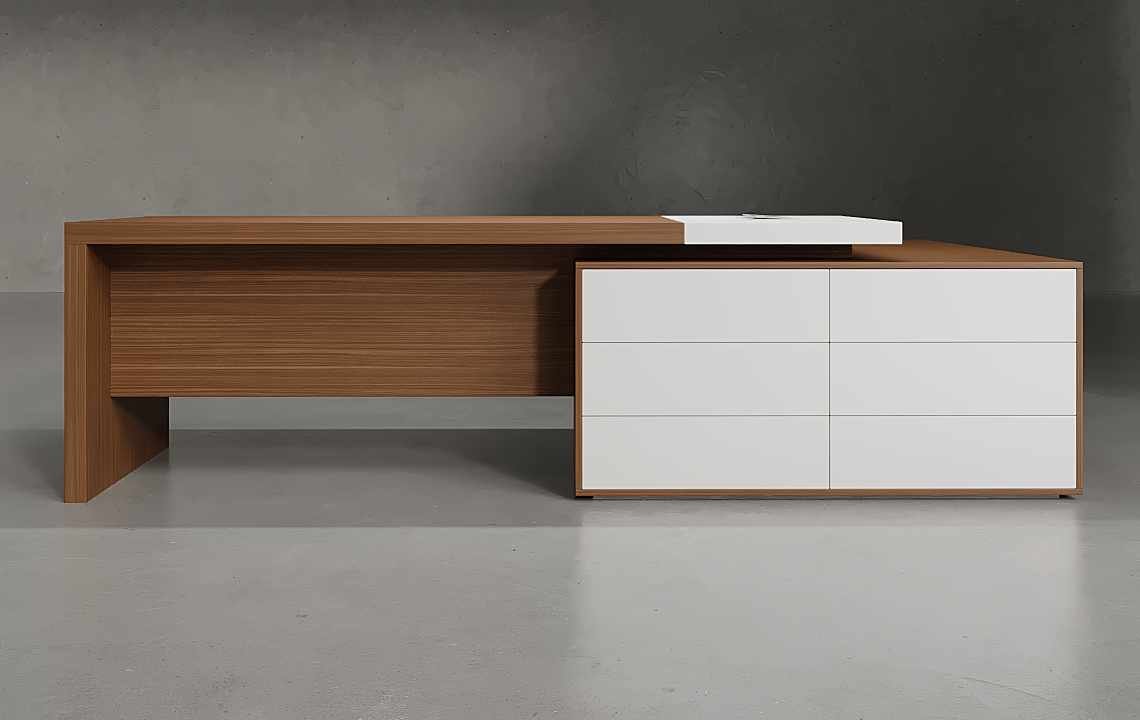Drad L Shaped Executive Desk (White) Drad L Shaped Executive Desk (White)