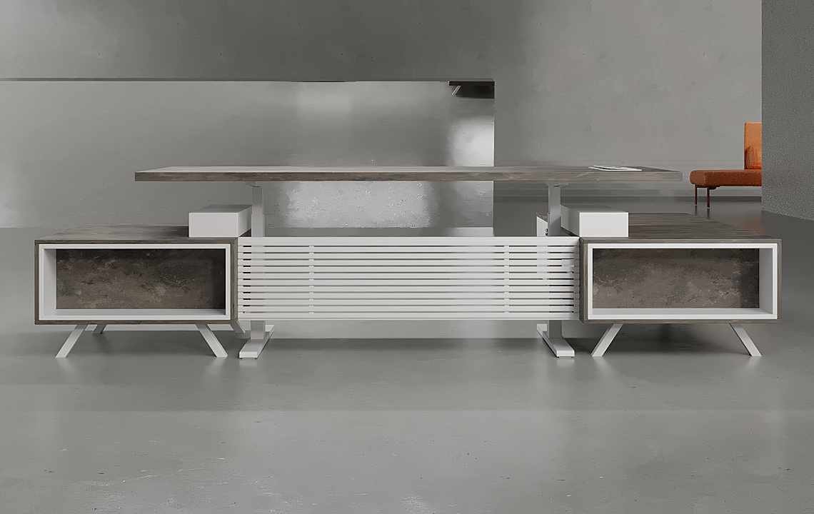 Engro Ergonomic Executive Desk (White Leg)