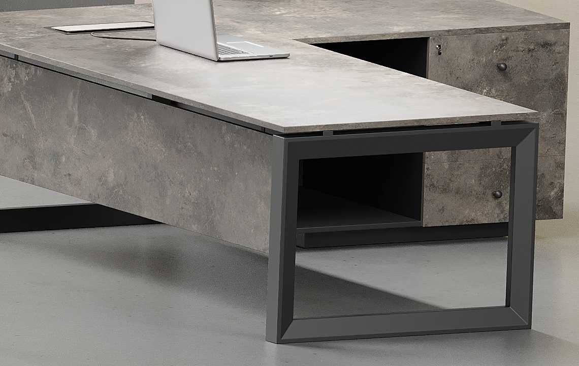 Nade L Shaped Executive Desk (Closed type) (Black Leg)