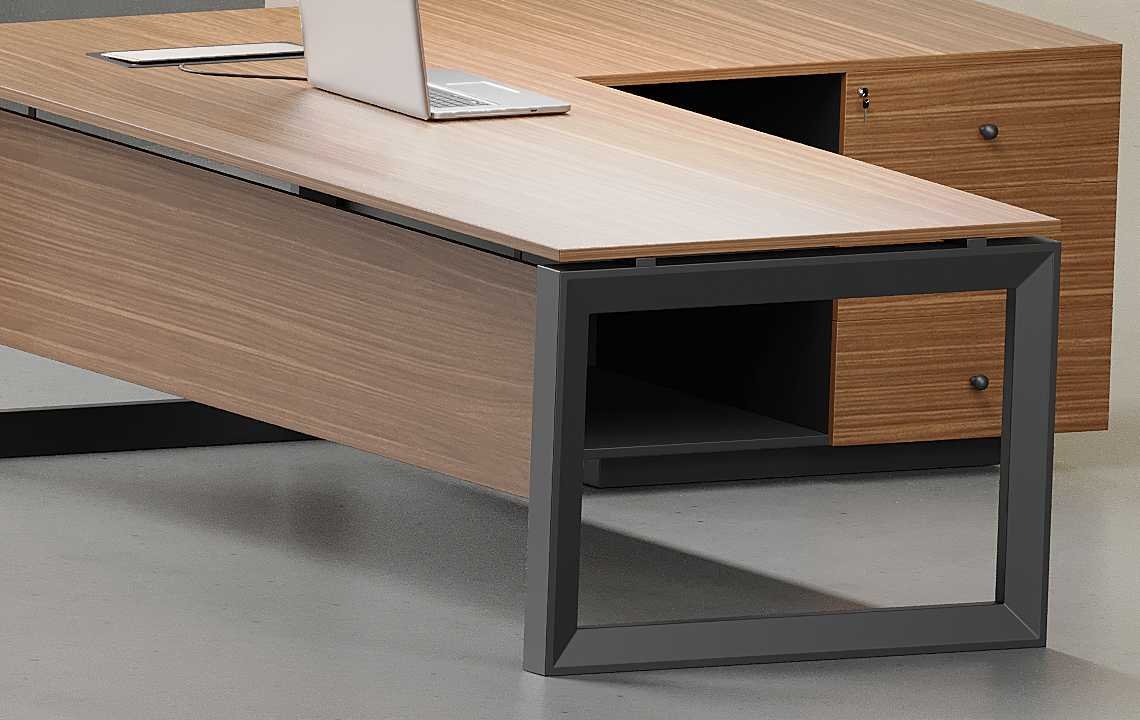 Nade L Shaped Executive Desk (Closed type) (Black Leg)