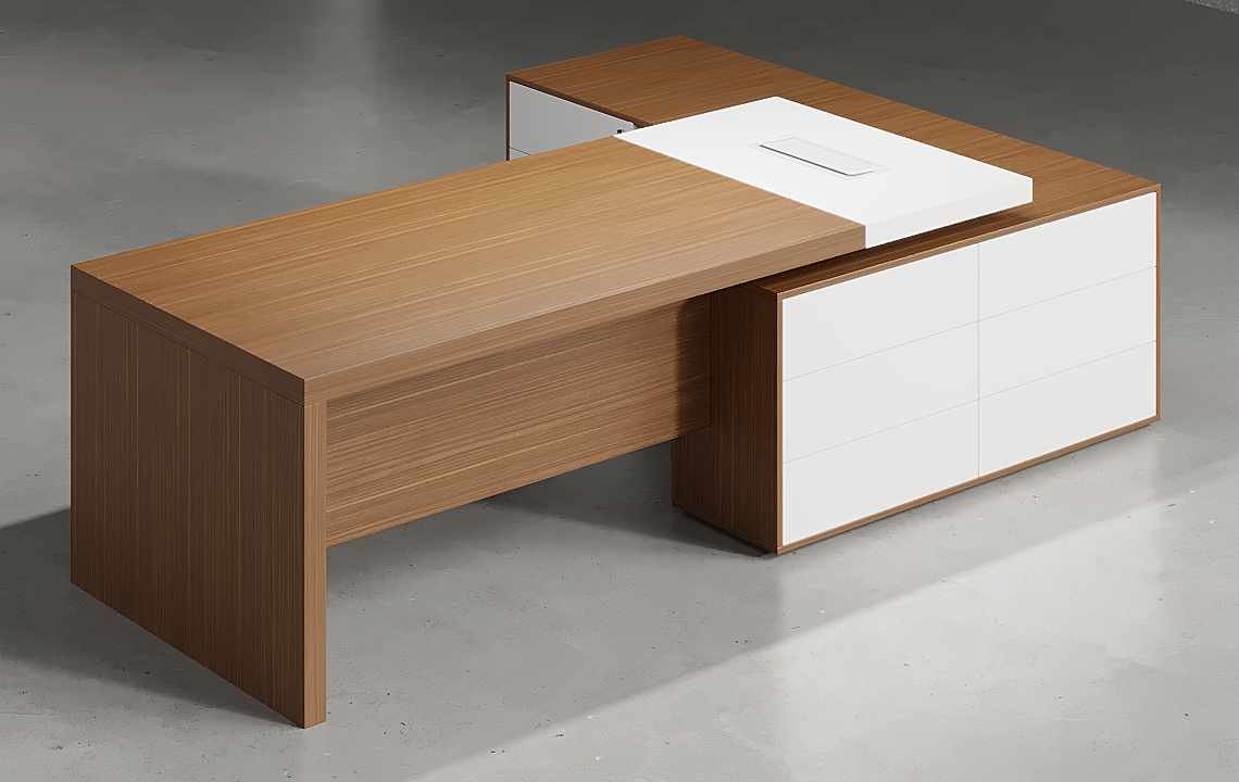 Drad L Shaped Executive Desk (White) Drad L Shaped Executive Desk (White)