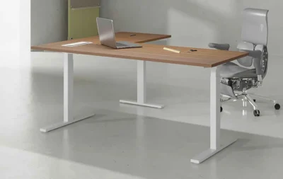 Mack dual motor standing desk with white legs for ergonomic office workspace