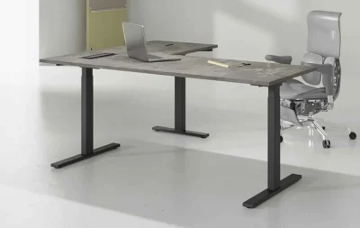 Mack height adjustable office desk with black legs for workspace in UAE