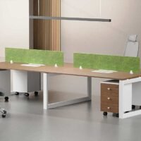 Nade 4 Cluster Workstation White Leg : Modern Office Solution Nade 4 Cluster Workstation White Leg (Closed Type)
