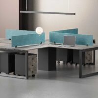 Nade 4 Cluster L Shaped Workstation Black Leg