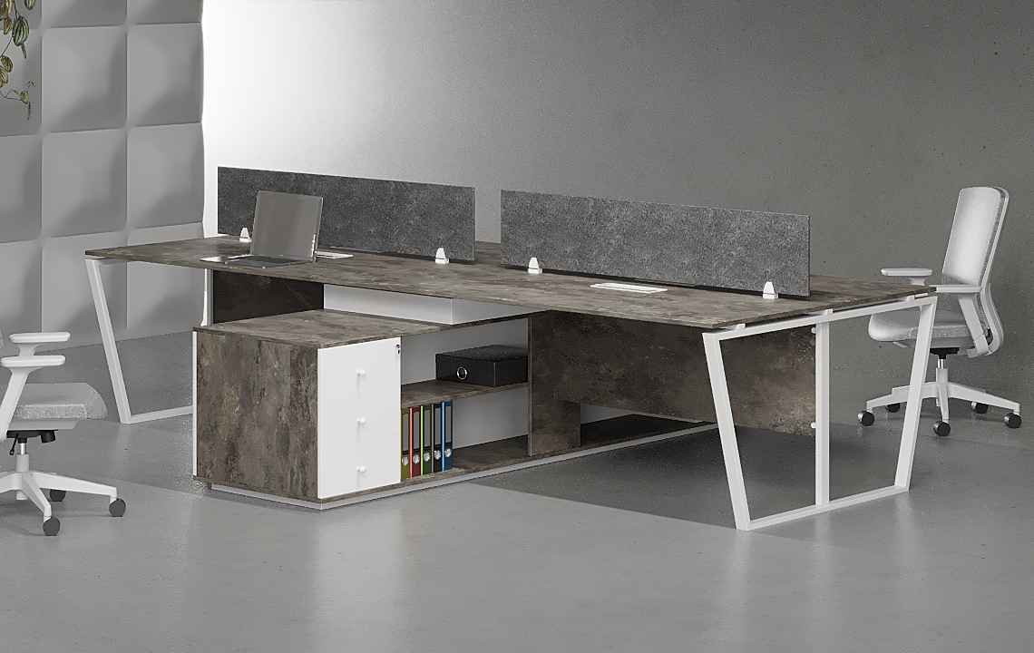 Jade 4 Cluster L Shaped Workstation Jade 4 Cluster L Shaped Workstation