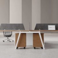 Orange 4 Cluster L Shaped Workstation