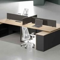 Kai 4 Cluster L Shaped Workstation: Ideal for Modern Offices Kai 4 Cluster L Shaped Workstation