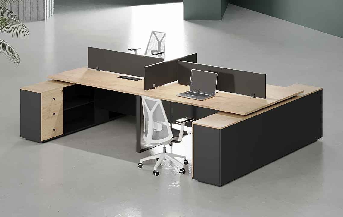 Kai 4 Cluster L Shaped Workstation: Ideal for Modern Offices Kai 4 Cluster L Shaped Workstation