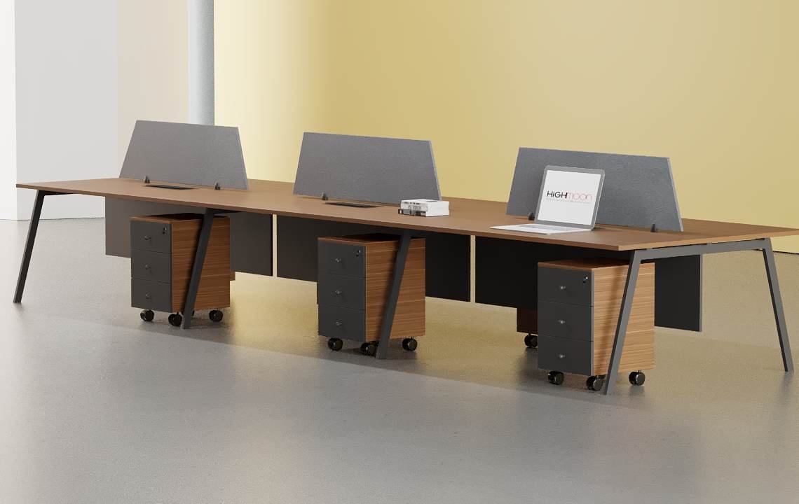 Orange 6 Cluster Workstation - Modern Office Workspace Solution Orange 6 Cluster Workstation