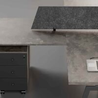 Orange 4 Cluster L Shaped Workstation