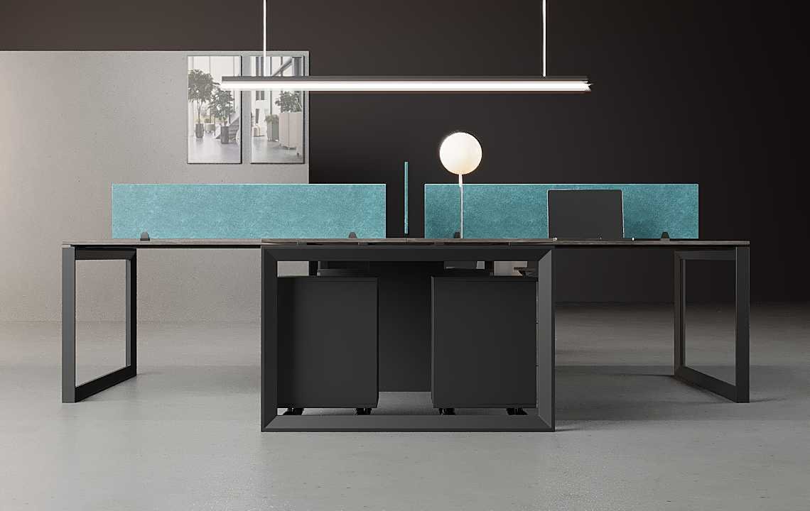 Nade 4 Cluster L Shaped Workstation (Close Type)