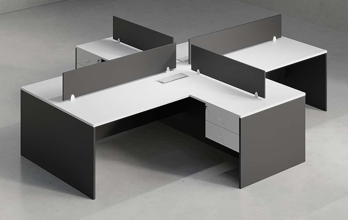 Eco 4 Cluster L Shaped Workstation