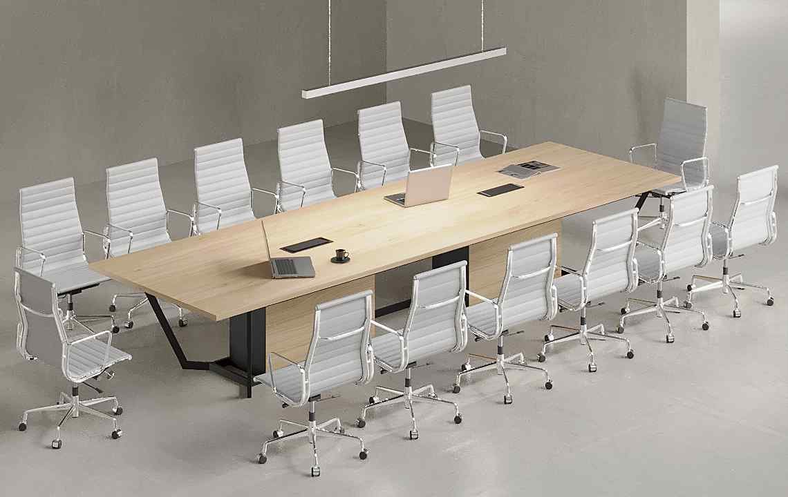 Snow Boardroom Table (Black Leg)