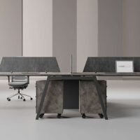 Orange 4 Cluster L Shaped Workstation