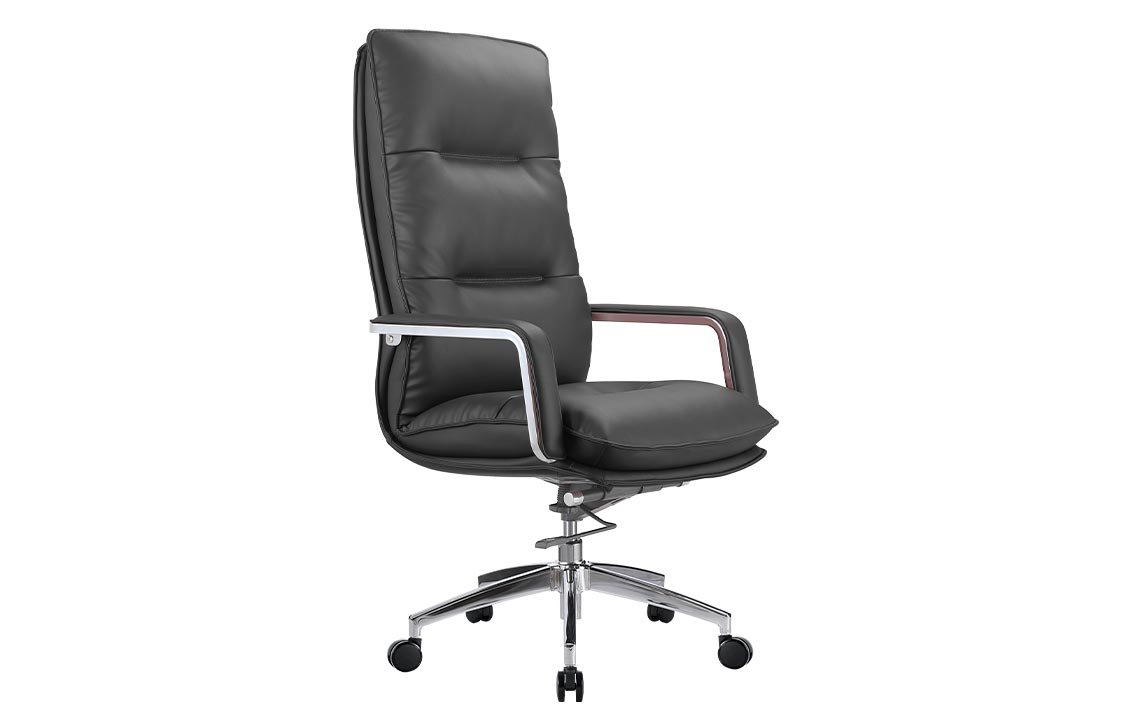 Adjustable Executive Chair in Modern Office Adjustable Executive Chair with leather upholstery and ergonomic features in a modern office environment