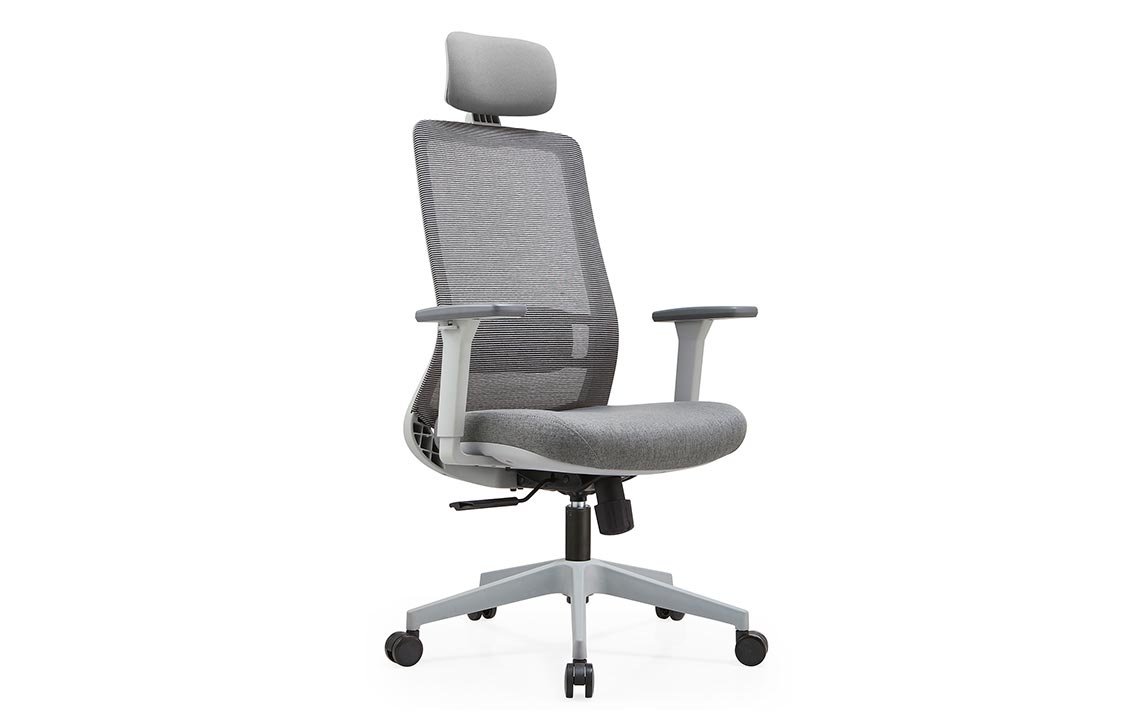 Executive Chair in Grey Ergonomic grey executive chair with adjustable settings and sleek design.