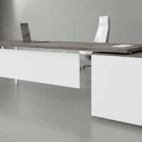 Tron V2 Straight Executive Desk (Open Type) (White Leg)