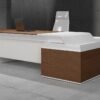 Nexo L Shaped CEO Executive Desk White by Highmoon Office Furniture with lockable drawers, open shelves, and modern L-shaped design