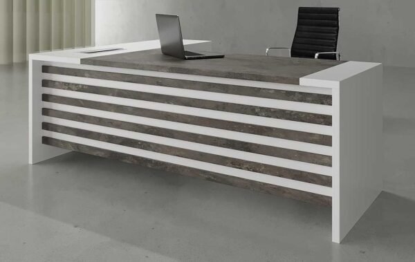 Upgrade your workspace with the Mavi L Shaped Executive Desk White Leg from Highmoon. Discover the best executive desk manufacturer in Dubai today!