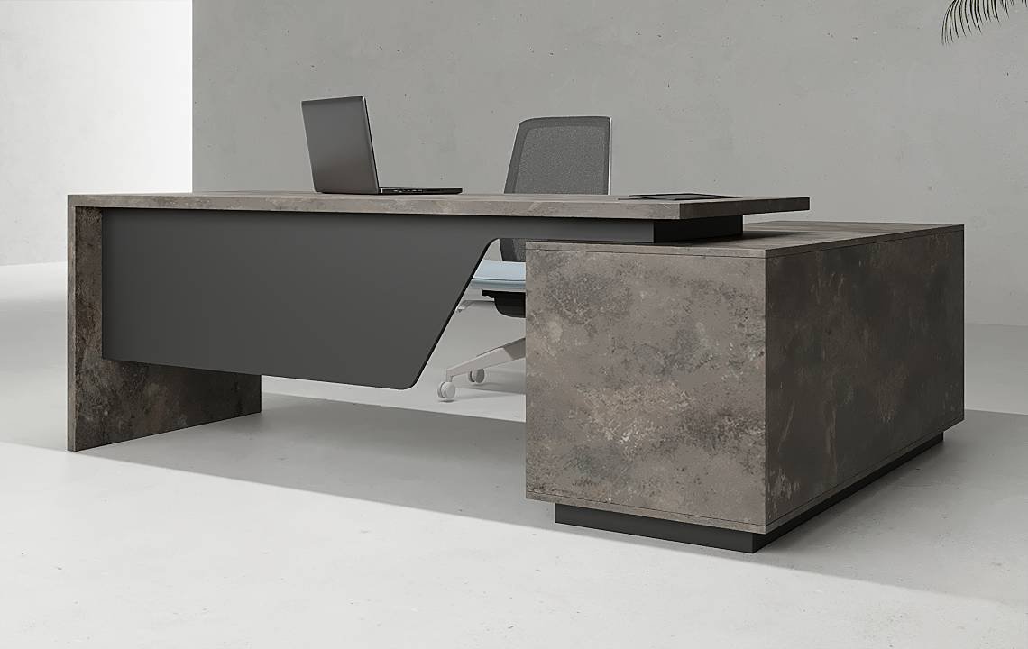 Silo L-Shaped Executive Desk with Side Return and Drawer Silo L-Shaped Executive Desk with side return and drawer, modern design, premium MDF and MFC.