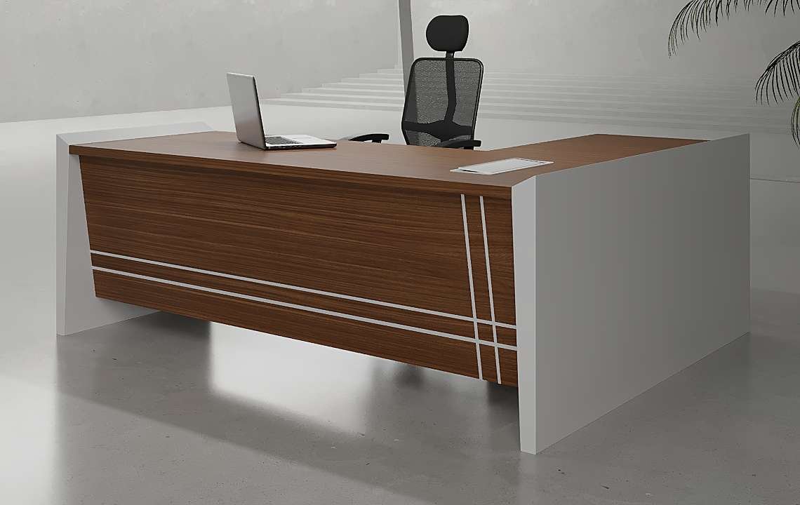Raze L Shaped Executive Desk White Leg - Highmoon Office Furniture UAE Raze L Shaped Executive Desk White Leg - Highmoon Office Furniture UAE