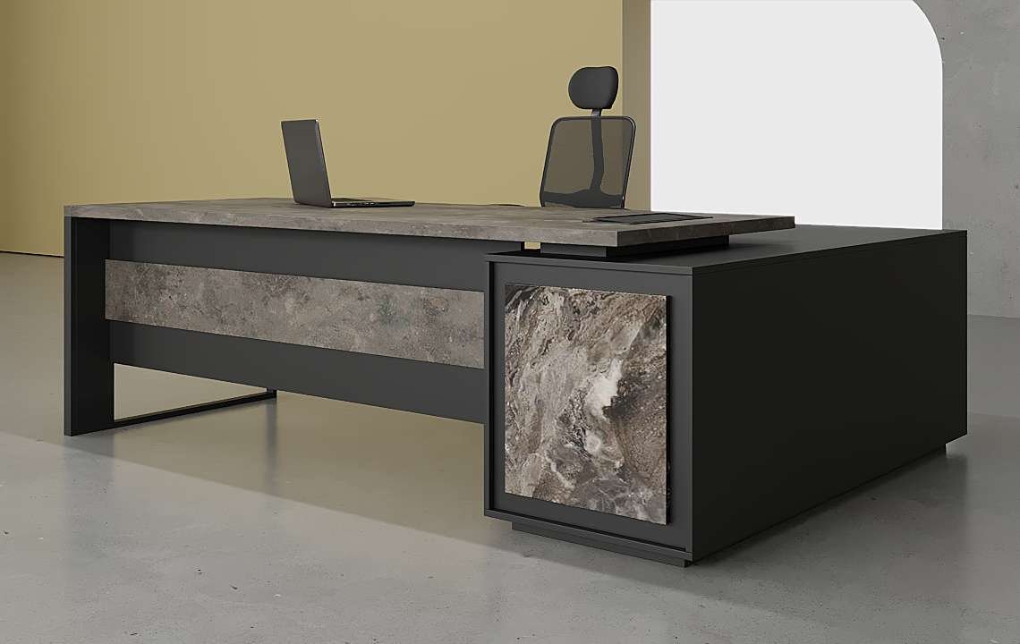 Vero L Shaped Executive Desk Black Leg - Office Furniture UAE Vero L Shaped Executive Desk Black Leg - Office Furniture UAE