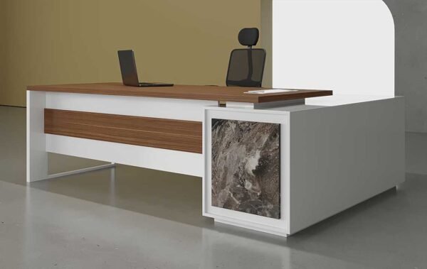 Vero L Shaped Executive Desk White Leg – Modern Office Furniture in UAE