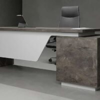 Modern and durable Silo Straight Executive Desk with white legs, perfect for a contemporary office setup.