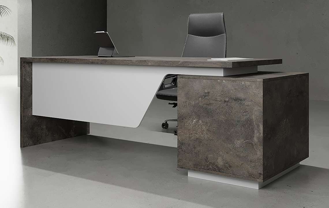 Modern and durable Silo Straight Executive Desk with white legs, perfect for a contemporary office setup.