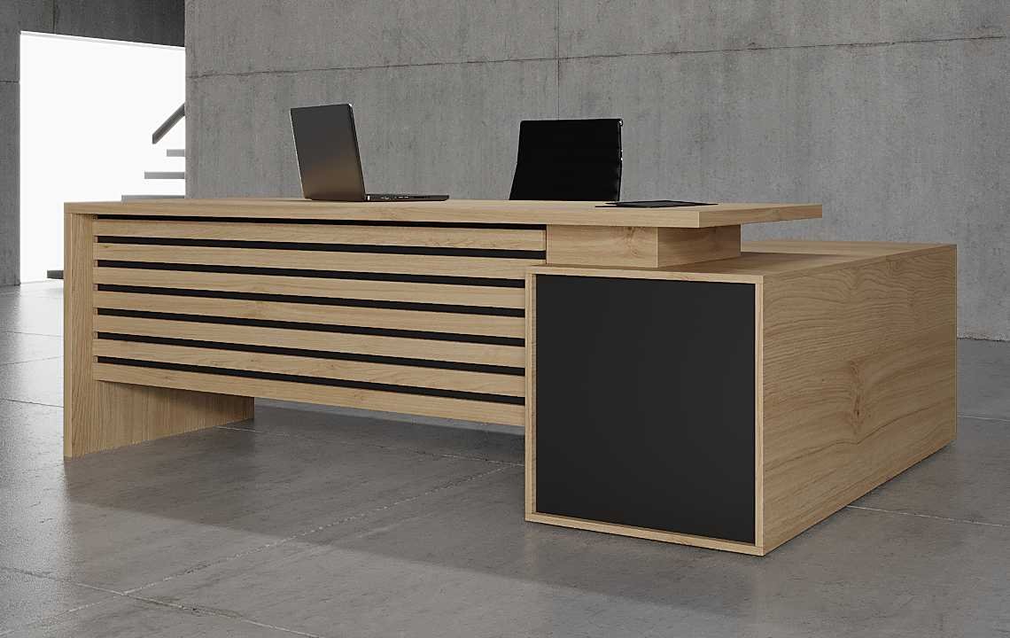 Upgrade your executive office with the Glax L Shaped Executive Desk Black Leg from Highmoon Office Furniture. Custom-made options at the best price in Dubai.