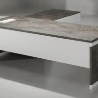 Vizo L Shaped Executive Desk with White Legs and Lockable Drawers