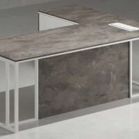 Taze L Shaped Executive Desk White Leg with lockable drawers and open shelves for modern office settings by Highmoon Office Furniture UAE Taze L Shaped Executive Desk White Leg with lockable drawers and open shelves for modern office settings by Highmoon Office Furniture UAE