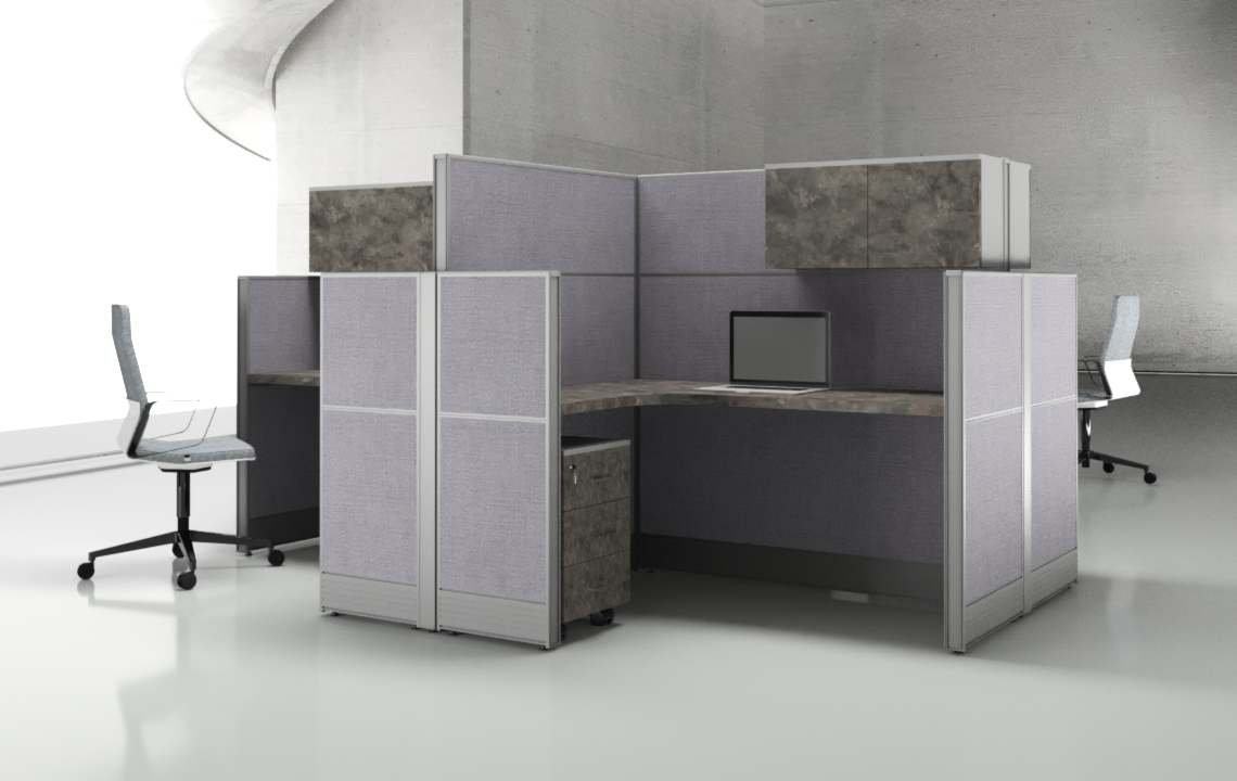 Aqua (A) 4 Cluster L Shaped Acoustic Workstation Aqua (A) 4 Cluster L Shaped Acoustic Workstation