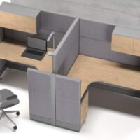 Aqua (A) 2 Cluster L Shaped Acoustic Workstation Aqua (A) 2 Cluster L Shaped Acoustic Workstation