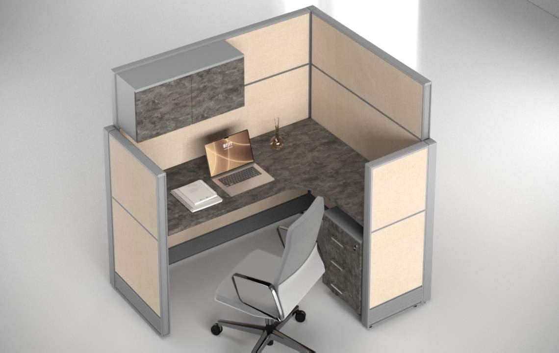 Aqua (A) Single L Shaped Acoustic Workstation