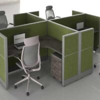 Aqua (C) 4 Cluster L Shaped Acoustic Workstation : Top Choice Aqua (C) 4 Cluster L Shaped Acoustic Workstation