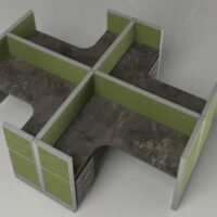 Aqua (C) 4 Cluster L Shaped Acoustic Workstation Aqua (C) 4 Cluster L Shaped Acoustic Workstation