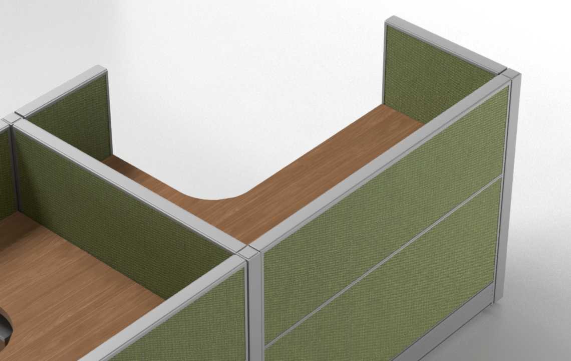 Aqua (B) 2 Cluster L Shaped Acoustic Workstation