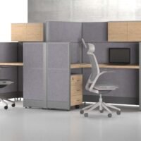 Aqua (A) 2 Cluster L-Shaped Acoustic Workstation - Top Quality Aqua (A) 2 Cluster L-Shaped Acoustic Workstation