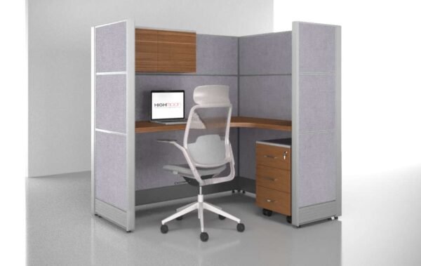 Aqua (B) Single L-Shaped Acoustic Workstation