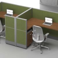 Aqua (B) 2 Cluster L Shaped Acoustic Workstation