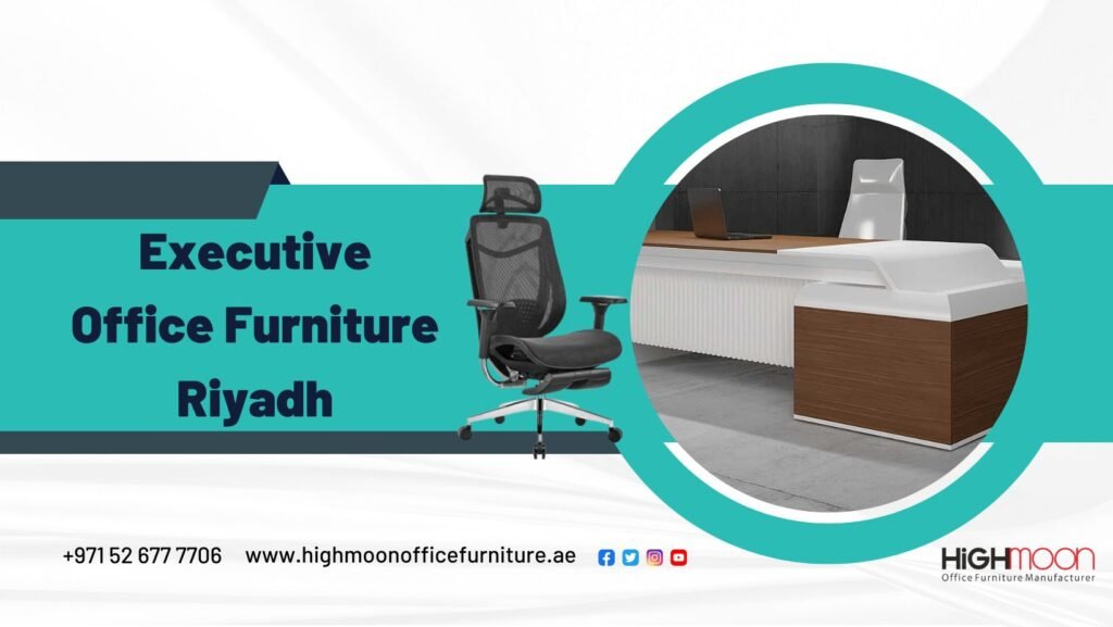 Executive office desk, ergonomic executive chair, modern workstation furniture