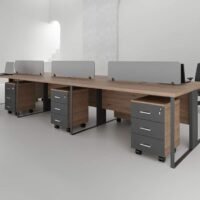 Sync 6 Cluster Workstation - Modern & Space-Saving Workstations This is Sync 6 Cluster Workstation.This table is crafted with environmentally friendly & Scratch-resistant Wood. Available Colours ( White / Grey / Black )