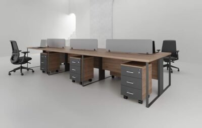 This is Sync 6 Cluster Workstation.This table is crafted with environmentally friendly & Scratch-resistant Wood. Available Colours ( White / Grey / Black )
