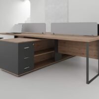Sync 4 Cluster L Shaped Workstation V.This table is crafted with environmentally friendly